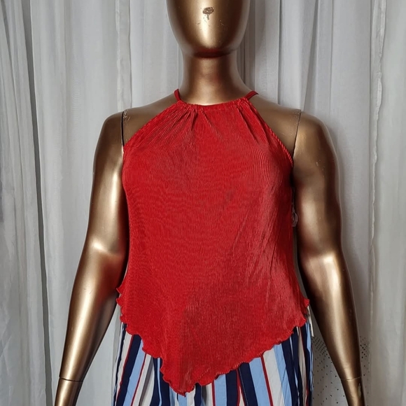 No Boundaries Tops - No Boundaries Red Halter Women's Blouse